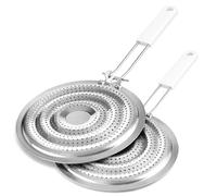 TERRE JARDIN Lot de 2 Diffuseurs de Chaleur Gaz Ø 21 cm - Répartiteur de Chaleur pour Gazinière - Plaque Diffuseur Inox avec Poignée Isolante pour Cuisson Douce
