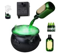 Diffuseur de chaudron de sorcière d'Halloween - Pot de sorcière noir avec bouteilles de potion | Bocal magique bouillonnant pour extérieur, cour, entrée | Décoration de vacances effrayante pour maison