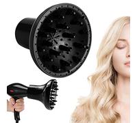 Diffuseur de cheveux pour cheveux bouclés, diffuseur universel d'air chaud, interface de sèche-linge, couverture d'air coiffage, outil couverture bouclage, hotte moelleuse noire
