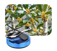 Diffuseur de désodorisant pour voiture avec ventilateur rotatif à énergie solaire et design ornement d'avion pour un parfum continu (osmanthus bleu)