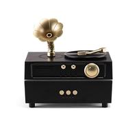 Diffuseur de Gramophone Vintage - Humidificateur & Lampe Aromatique 2-en-1, LED 7 Couleurs, Plateau Tournant Auto-Tremblement, Rechargeable USB, Déco Maison Retro (Bronze)