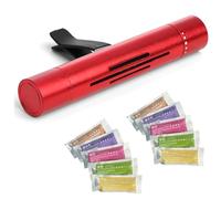 Diffuseur de parfum de voiture Diffuseur de voiture Désodorisant de voiture en aluminium Désodorisant et 10 bâtons en cinq parfums pour tous les véhicules (rouge vif)