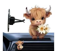 Diffuseur de parfum de voiture pour grille d'aération - Diffuseur d'aromathérapie pour grille d'aération - Acrylique 2D - Mignon Highland - Forme de vache Highland - Décoration intérieure - Charm pour