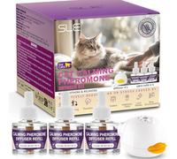 Diffuseur de Phéromones Calmantes pour Chat,Soulager l'Anxiété Stress Diffuseur Calmant pour Chat 3 Recharges, Réduire Les Bagarres et Les Griffures Calme Relaxant Convient à Tous Les Chats (3)