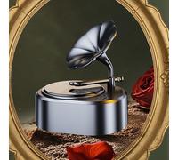 Diffuseur de véhicule et purificateur d'air avec panneau solaire rotatif et design phonographe pour un parfum constant (eau de Cologne noire)