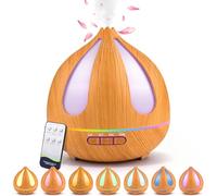 Diffuseur d'Huile Essentielle,GuKKK 500ml Diffuseur Arômes Humidificateurs Diffuseur LED avec Télécommande Minuterie et Arrêt Automatique pour Salon Chambre Yoga comme Cadeau Anniversaire (bois clair)