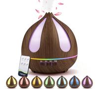 Diffuseur d'Huile Essentielle,GuKKK 500ml Diffuseur Arômes Humidificateurs Diffuseur LED avec Télécommande Minuterie et Arrêt Automatique pour Salon Chambre Yoga comme Cadeau Anniversaire (bois foncé)