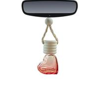 Diffuseur d'huile pour voiture - Flacon de parfum en verre en forme de cœur de 6 ml - Pendentif d'aromathérapie pour intérieur de voiture - Couvercle à cinq lignes - Petite bouteille colorée en forme