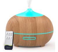 Diffuseur d'Huiles Essentielles 500 ML, Diffuseur d'Arômes Ultrasonique avec Télécommande, 4 Minuteries & 2 Modes de Brume, Arrêt Automatique sans Eau, pour Maison, Bureau, Chambre, Spa