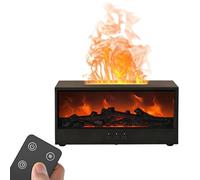 Diffuseur D'huiles Essentielles avec Effet Flamme, Diffuseur Huiles Essentielles Flamme, Humidificateur d'air, 7 Couleurs De Flamme, Arrêt Automatique sans Eau, pour Bureau Yoga