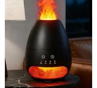 Diffuseur d'huiles Essentielles avec Lumière Effet Flamme et Lampe de Sel de l'Himalaya Humidificateur Ultrasonique Diffuseur d'aromathérapie Arrêt Automatique pour la Maison Bureau Cadeau- 100ml Noir