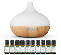 Diffuseur d'Huiles Essentielles-Coffret diffuseur d'huiles essentielles 500 ML Télécommande 14 Couleurs LED & 4 réglages de minuterie Idéal pour la Relaxation, Le Bien-être et l'aromathérapie