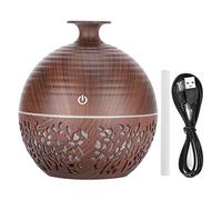 Diffuseur d'huiles essentielles d'arôme, 7 couleurs changeantes humidificateur d'air USB 130 ml LED vaporisateur de brume fraîche de bureau humidificateur d'air de grain de bois pour la maison chambre