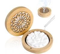 Diffuseur D'huiles Essentielles En Plâtre Avec Boîte À Parfum En Bois, Parfum Galet Diffuseur Huiles Essentielles Voiture Assainisseur D'air Aroma (D)