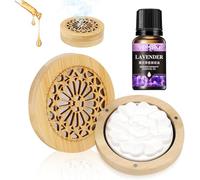 Diffuseur D'huiles Essentielles Pierre avec Boîte à Parfum en Bois + Huile Essentielle de Lavande, Galet Diffuseur Huile Essentielle, Diffuseur Parfum pour Bureau, Salon, Salle de Bain, Chambre