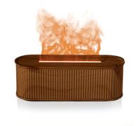 Diffuseur d'huiles essentielles sans eau avec effet de flamme dynamique et minuterie pour la détente à la maison (grain de bois profond)