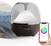 Diffuseur D'huiles Essentielles Wifi,600ml Humidificateur D'air Compatible Avec Alexa/Google Home,Diffuseur Électrique Connecté Avec Rgb Colorées,Timer Et Contrôle À Distance Sur L'app