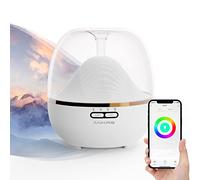 Diffuseur d'Huiles Essentielles WiFi, Ankrs 600ml Humidificateur d'air Compatible avec Alexa/Google Home, Diffuseur Électrique Connecté avec RGB Colorées, Timer et Contrôle à Distance sur l’APP Blanc