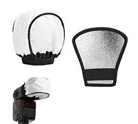 Diffuseur Flash Argent, Réflecteur de Flash, 2 en 1 Diffuseur de Flash, Argent Réflecteur avec Bande, Diffuseur en Tissu Universal, Diffuseur de Flash en Tissu, Mini Softbox Diffuseur de Flash,2 PCS