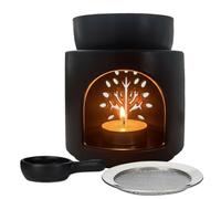 Diffuseur Huile Essentielle avec Un Tamis et Un Bol en céramique，120ml céramique Noire Mate Fondant parfumé pour bruleur