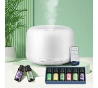 Diffuseur Huiles Essentielles 500ml, 6 Huile Essentielle Diffuseur Parfum Maison, 15 Couleu Silence Diffuseur Huiles Essentielles Sans Fil, Télécommande Diffuseur Huile Essentielle Cadeau Femme Amis