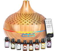 Diffuseur Huiles Essentielles Arômes-Humidificateurs - 8 Huiles 500ML 14 LED Diffuseur avec Télécommande 3 Minuterie et Arrêt Automatique Idée de Cadeau Anniversaire Fête Noël