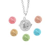 Diffuseur Huiles Essentielles Colliers,Bijoux Aromathérapie Pendentif Arbre De La Vie Collier Aromatherapie Femme Sautoir Femme Fantaisie avec 5 pierres de lave pour aromathérapie et cristallothérapie