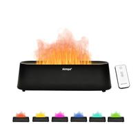 Diffuseur Huiles Essentielles250 ML, Diffuseur D'arômes avec Effet Flamme, Lumière avec 7 Changements de Couleur, Diffuseur pour Huiles Essentielles, Humidificateur (Noir)