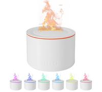 Diffuseur Humidificateur Volcan: 160ml Très Silencieux, Effet Flamme 7 Couleurs avec Arrêt Automatique, pour Maison et Bureau (Blanc-AB)