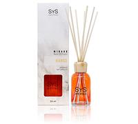 Diffuseur Mikado à la mangue - longue durée - 50 ml - SYS Aromas | Diffuseur avec 8 bâtonnets en rotin - Parfum tropical et fruité - Pour maison, bureau et cadeau - Fabriqué en Espagne