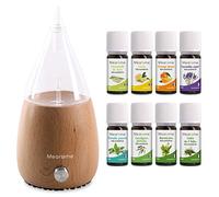 DIFFUSEUR nébuliseur + 8x10 ml HUILES ESSENTIELLES BIO distillées en FRANCE + Guide d'Aromathérapie PDF - HEBBD - HECT - Bienfaits Respiratoires, Encombrement, Digestion - Mearome