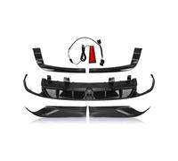 Diffuseur Pare Arrière Diffuseur Pare-chocs Arrière Becquet Latéral Garniture Séparation + Lampe LED Frein Arrière Pour Accord 2018 2019 2020 2021 2022 Pare-Chocs Arrière(Le noir)