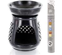 Diffuseur porte-encens en pierre noire Moucharabieh + encens ayurvédique Noir G