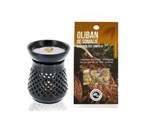 Diffuseur porte-encens en pierre noire + résine d'Oliban de Somalie - Les