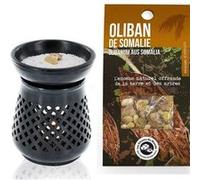 Diffuseur porte-encens en pierre noire + résine d'Oliban de Somalie Noir G