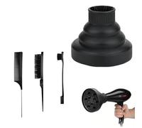 Diffuseur Seche Cheveux,Diffuseur Boucle Pliable,Diffuseur Cheveux Bouclés Universel,pour Diamètre de 3,5 à 6 cm,Convient à tous les types de cheveux,Noir