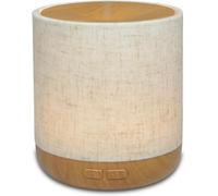 Diffuseur Ultrasonique Alesia ¿ Diffusion Huile Essentielle À Froid Aromathérapie ¿ Design Original, Coque En Toile De Lin Et Revêtement Couleur Bois ¿ Diffusion + Éclairage Personnalisables