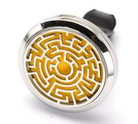 Zen’Arôme Diffuseur d’Huile Essentielle pour Voiture Clip’Arôme Labyrinthe - Diffuseur + 5 Buvards à Parfumer avec Huile Essentielle ou Parfum - Acier Inoxydable - Fixation sur Grille de Ventilation