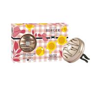 MAISON BERGER Coffret Diffuseur Voiture Soleil Fruité, Pince Blissful Cuivre Rose Rechargeable + Recharge Céramique, Diffusion Passive ~4 Semaines, Senteur Fruitée Florale
