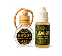 Diffuseur Voiture Pomme d’Amour + Recharge 10 ml Bakougie, Désodorisant Voiture à Suspendre, Parfum Auto Gourmand, Diffuseur Parfum Voiture Rechargeable, 8 à 12 Semaines