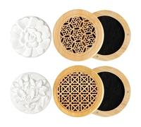 Diffuseurs avec Pierre Parfumée avec Boîte à Parfum en Bois,Diffuseur D'Huiles Essentielles en Plâtre,Convient für Aromatherapie in Schlafzimmer,Badezimmer,Büro und Auto,Reisen,4 pièces