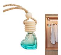 Diffuseurs D'huile De Voiture - Pendentif De Bouteille De Parfum En Verre En Forme De Cœur De 6 Ml, Ornement Suspendu D'aromathérapie Rechargeable Pour Rétroviseur, Diffuseur De Bouchon En Bois Anti-f