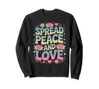 Diffusez Peace & Love Retro Lotus Flower Groovy Positive Vibes Sweatshirt