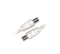 Câble coaxial Diffusion Mâle /Femelle 9,52 mm + 1 adaptateur Mâle/Mâle 5 m Blanc Blanc C
