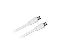Diffusion Câble Coaxial mâle/femelle 9.52 mm +adaptateur mâle/mâle 1.50 m,Blanc