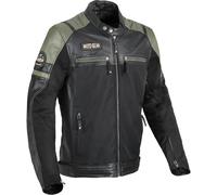 DIFI Memphis Blouson de moto en cuir / textile, noir-vert, taille 58 pour homme