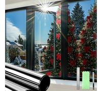 DIFIT Film Fenêtre Anti-Regard Film Miroir pour Fenêtre sans Tain Films Occultant Fenêtre Anti UV Protection Solaire Anti Chaleur Films Électrostatique Vitre Maisons, Bureaux（Noire-Argent，44.3x200cm）