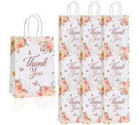 DIFLAX 10 Pièces Sacs Kraft Avec Poignées, Pochette ‘Merci’ Sac Cadeau, Sac Papier avec Poignée, Sac Cadeau Coloré, 21x15x8cm, pour Mariage, Anniversaire Noël Mariage Fête