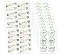 DIFLAX 100 Pièces Étiquettes Merci Autocollants Sticker Gommette de Remerciement Auto-Adhésif Forme Eucalyptus Décoration Scrapbooking DIY pour Carte Cadeau Mariage (40 Rectangulaires+60 Rondes)