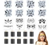 DIFLAX 16 Pièces Pochoir Maquillage Enfant, Tattoo-Schablonen für Gesicht und Körper, Pochoirs de Peinture Faciale Réutilisables Tatouage Enfant de Peinture pour Visage et Corps Halloween Fête